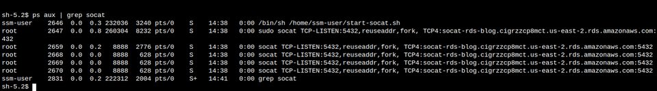 Socat processes list